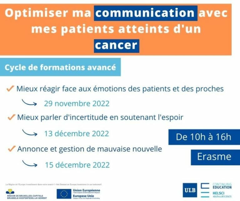 Cycle de formations avancé en oncologie « Optimiser ma communication avec mes patients atteints d’un cancer ».